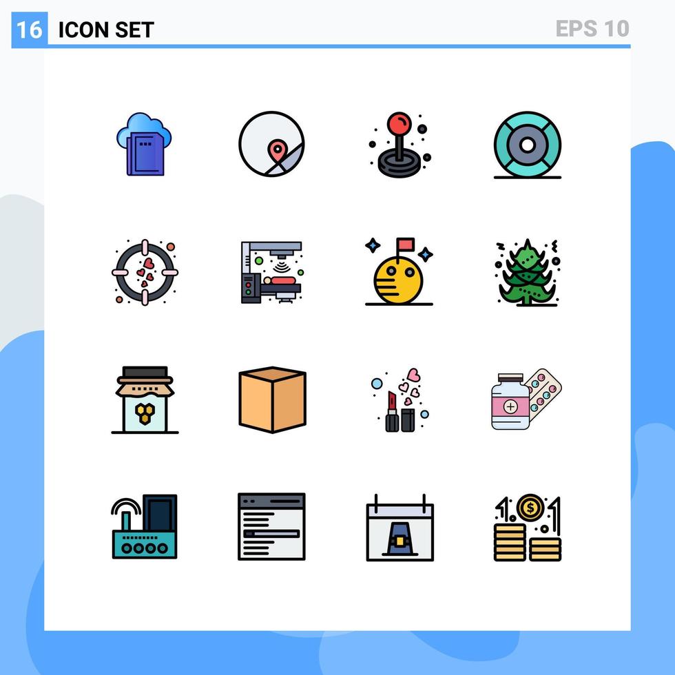 Universal Icon Symbols Group of 16 Modern Flat Color Filled Lines of heart ui joystick help basic Editable Creative Vector Design Elements