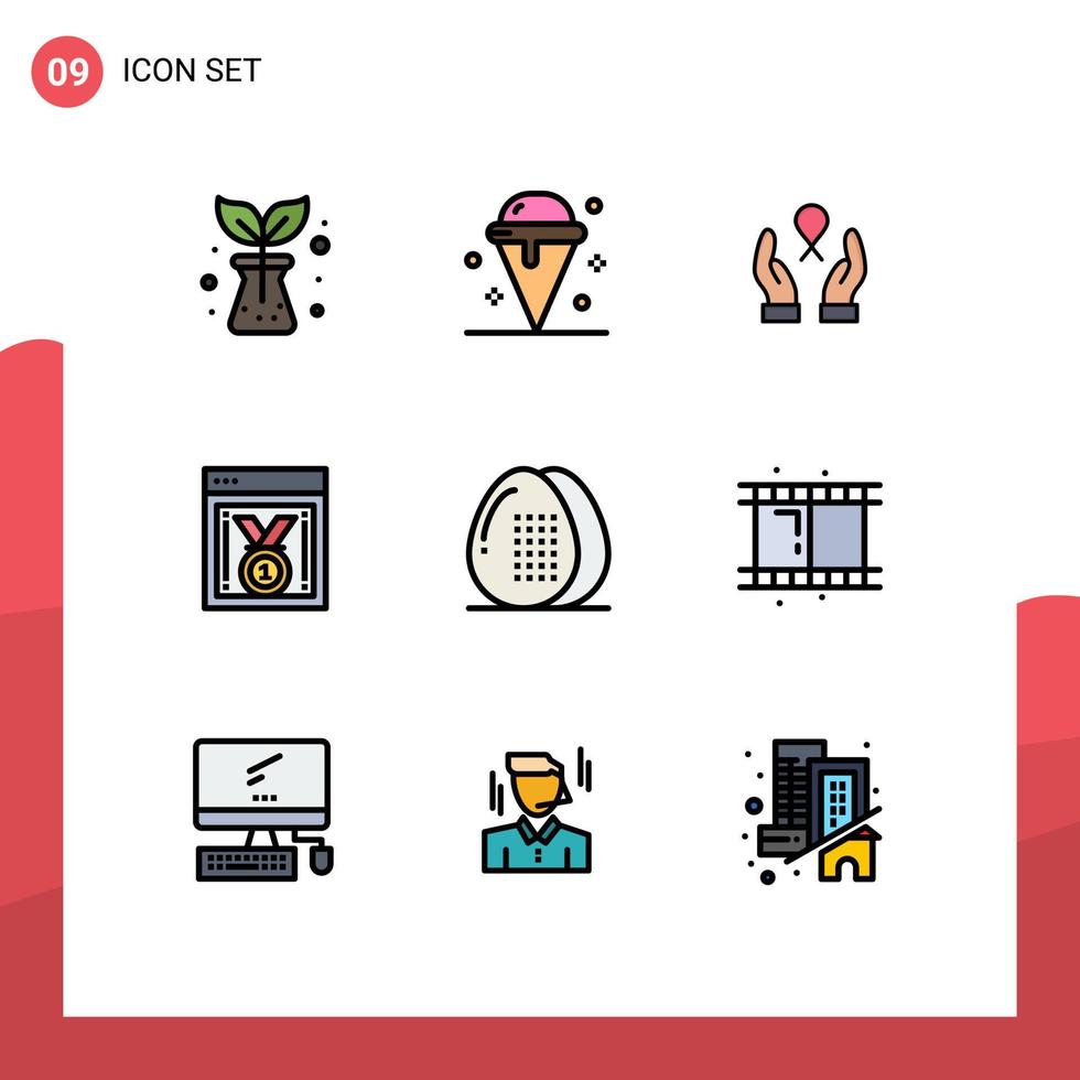 grupo de símbolos de icono universal de 9 colores planos de línea de relleno modernos de bebidas sitio web progreso cuidado sitio web premio mejor sitio web elementos de diseño vectorial editables vector