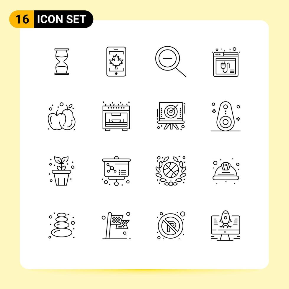 16 User Interface Outline Pack of modern Signs and Symbols of agriculture web canada plugin browser Editable Vector Design Elements
