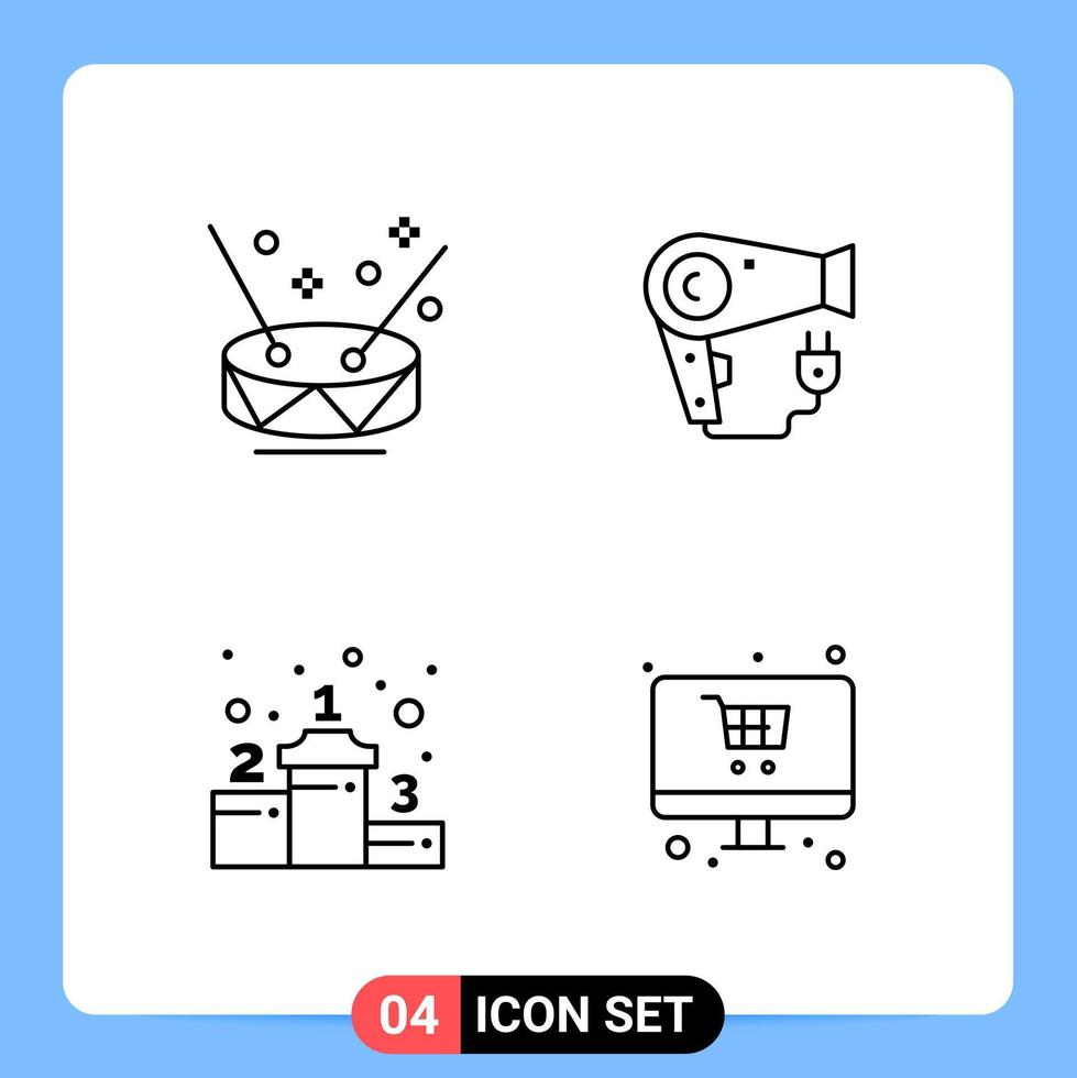 4 Line Black Icon Pack Outline Symbols for Mobile Apps isolated on white background 4 Icons Set vector