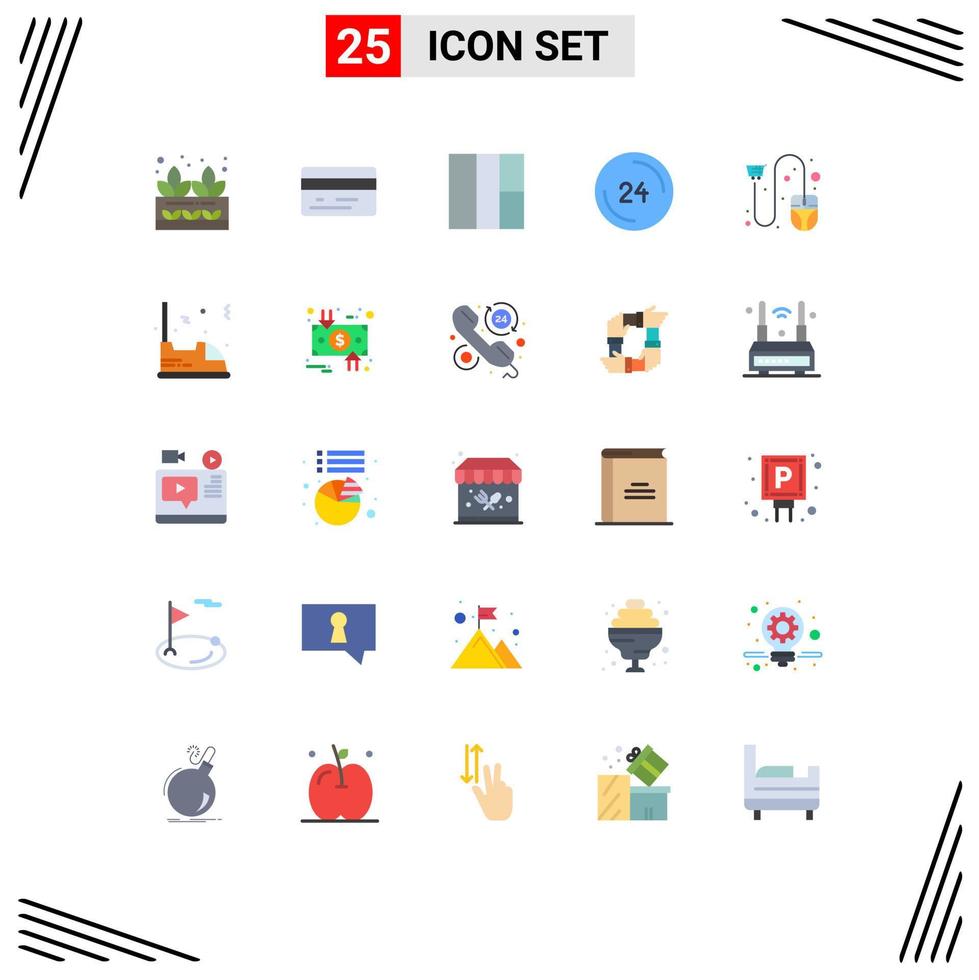 Group of 25 Modern Flat Colors Set for mouse click wireframe cart contact Editable Vector Design Elements