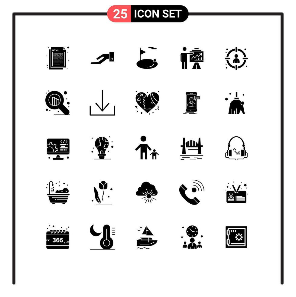 Modern Set of 25 Solid Glyphs and symbols such as graph chart flag business sport Editable Vector Design Elements
