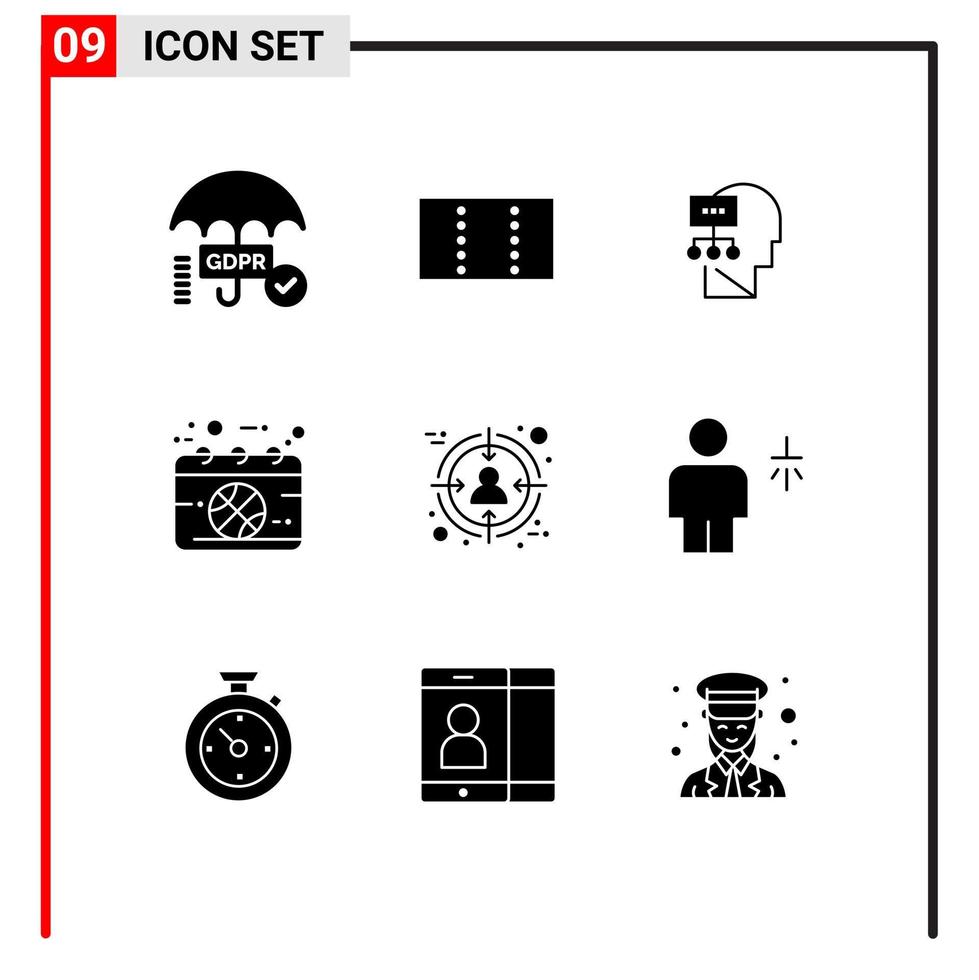 9 Creative Icons Modern Signs and Symbols of customer audience mind sport game Editable Vector Design Elements