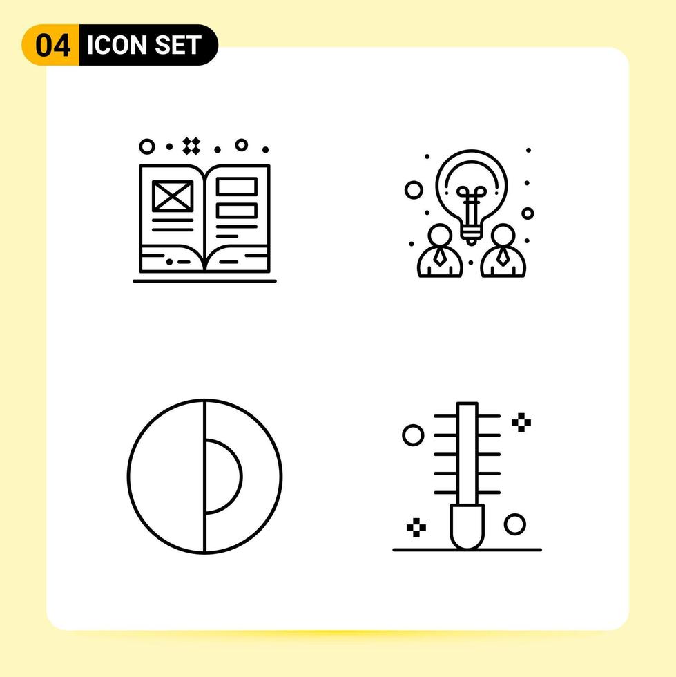 4 Creative Icons for Modern website design and responsive mobile apps 4 Outline Symbols Signs on White Background 4 Icon Pack vector