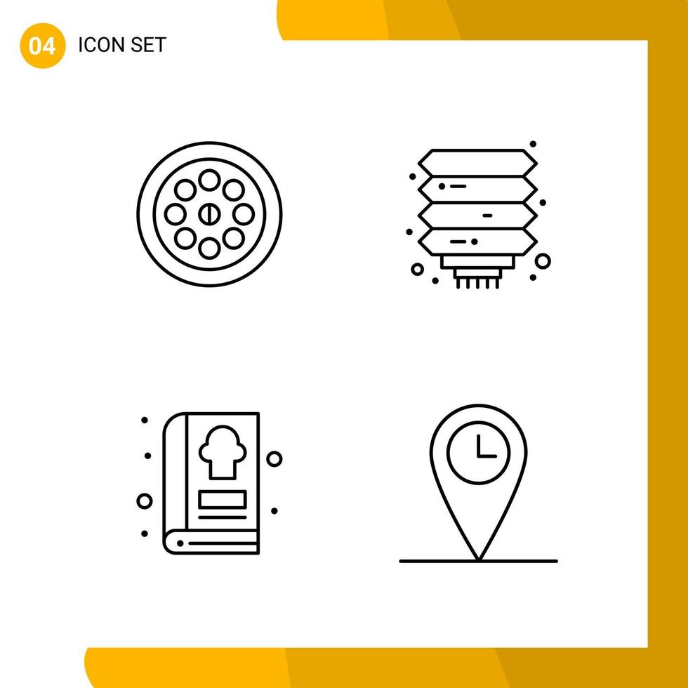 4 Icon Set Line Style Icon Pack Outline Symbols isolated on White Backgound for Responsive Website Designing vector