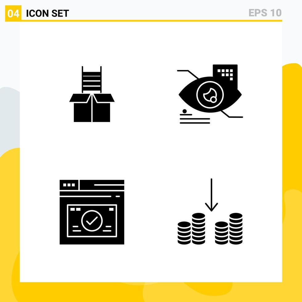 colección de 4 iconos sólidos universales conjunto de iconos para web y móvil vector