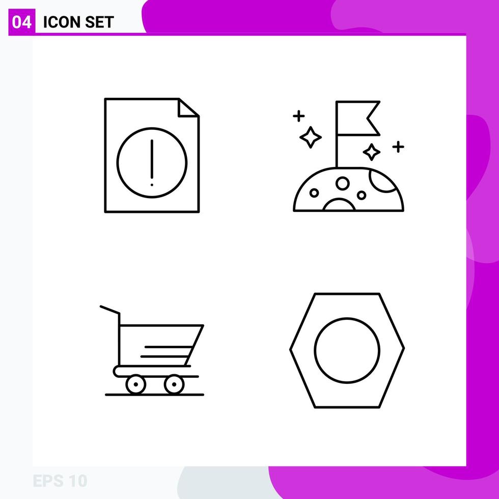 Line Icon set Pack of 4 Outline Icons isolated on White Background for Web Print and Mobile vector