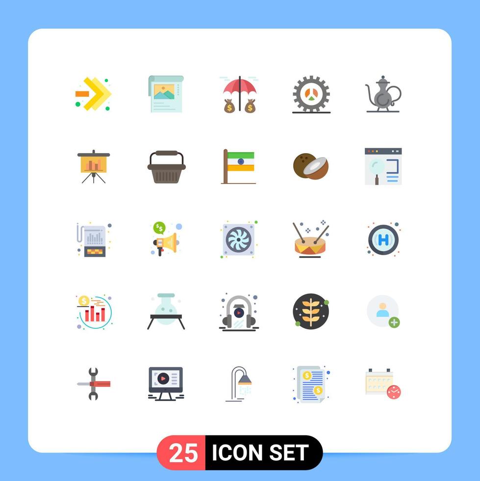 Pack of 25 creative Flat Colors of islam abrahamic insurance web development settings Editable Vector Design Elements