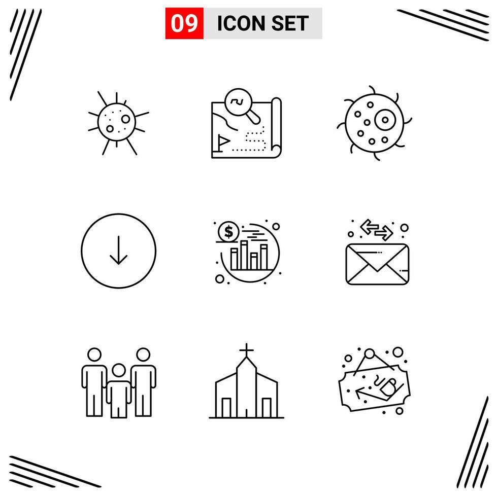 9 Icons Line Style Grid Based Creative Outline Symbols for Website Design Simple Line Icon Signs Isolated on White Background 9 Icon Set vector