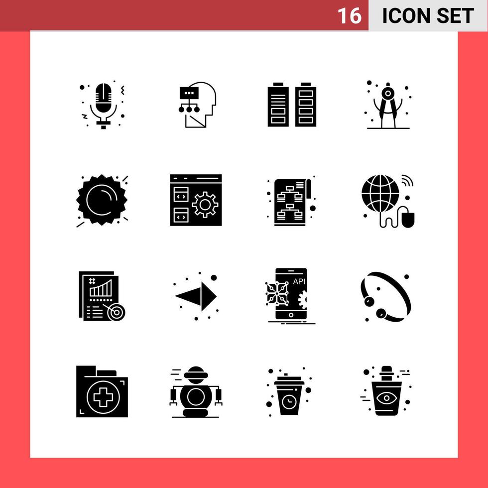 16 Icon Pack Solid Style Glyph Symbols on White Background Simple Signs for general designing vector