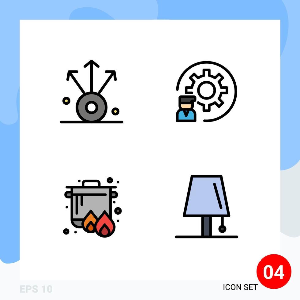 Stock Vector Icon Pack of 4 Line Signs and Symbols for connection camping coding process cooking Editable Vector Design Elements