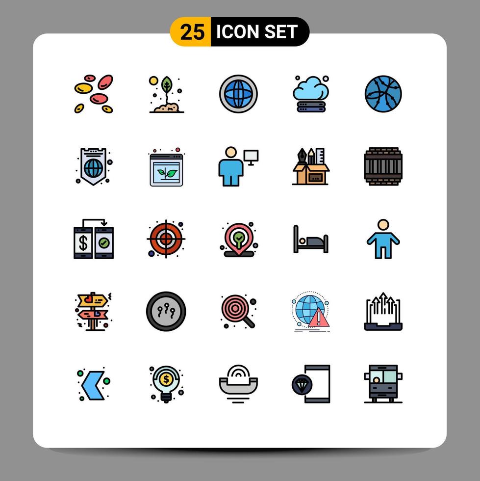 Stock Vector Icon Pack of 25 Line Signs and Symbols for technology server nature cloud help Editable Vector Design Elements