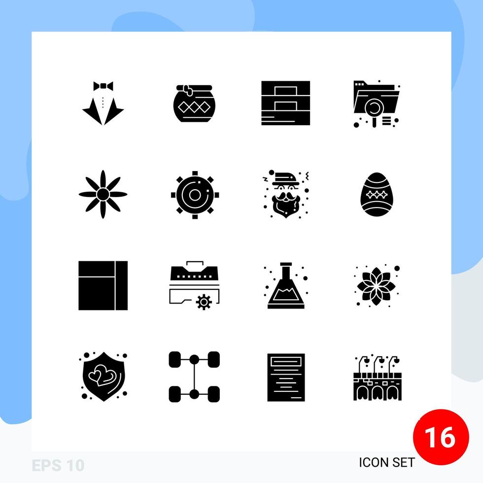 Editable Vector Line Pack of 16 Simple Solid Glyphs of document analysis water wallet fashion Editable Vector Design Elements