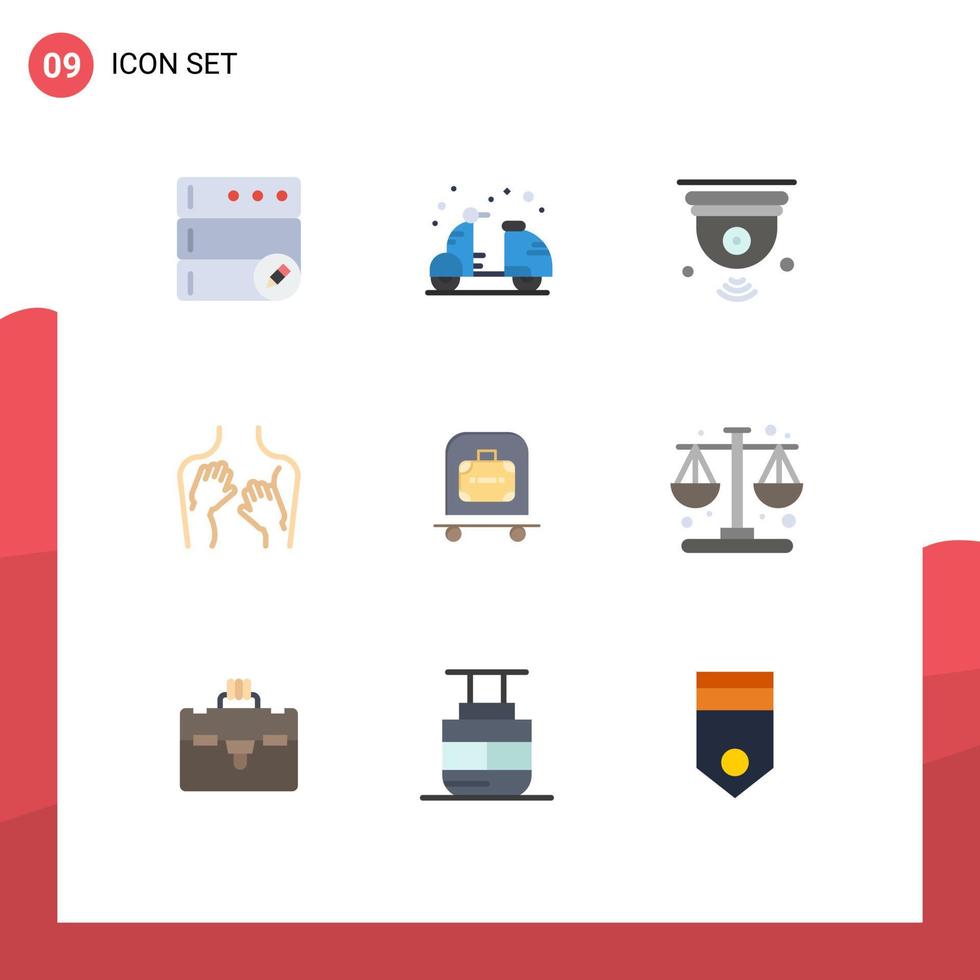 Set of 9 Vector Flat Colors on Grid for woman sexy camera health wifi Editable Vector Design Elements