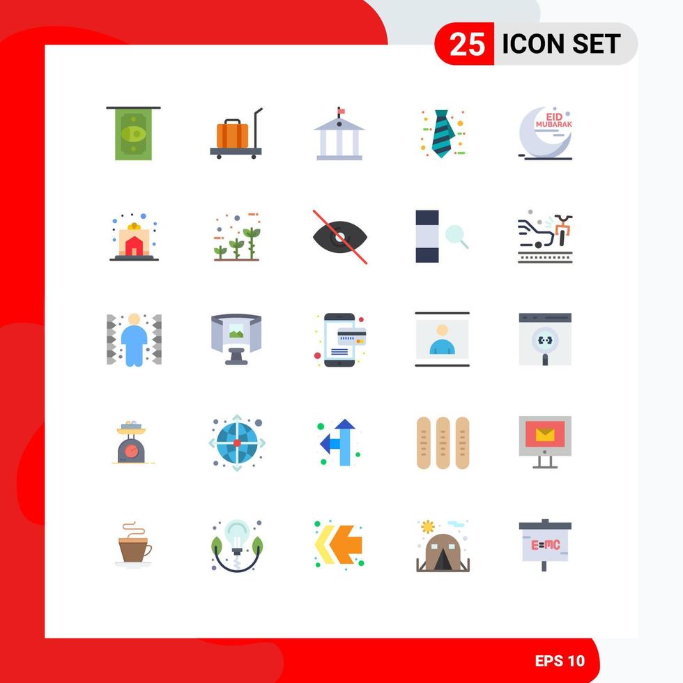 Stock Vector Icon Pack of 25 Line Signs and Symbols for muslim moon traveling mubarak tie Editable Vector Design Elements