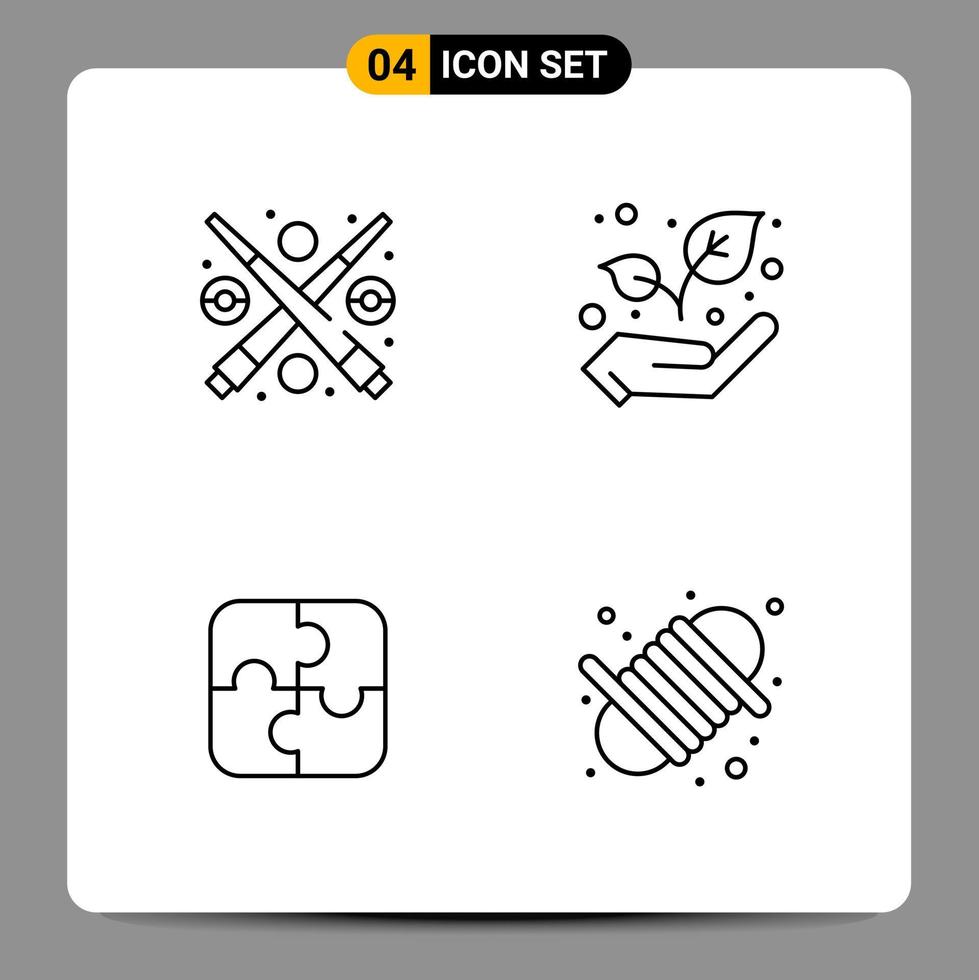 4 Black Icon Pack Outline Symbols Signs for Responsive designs on white background 4 Icons Set vector