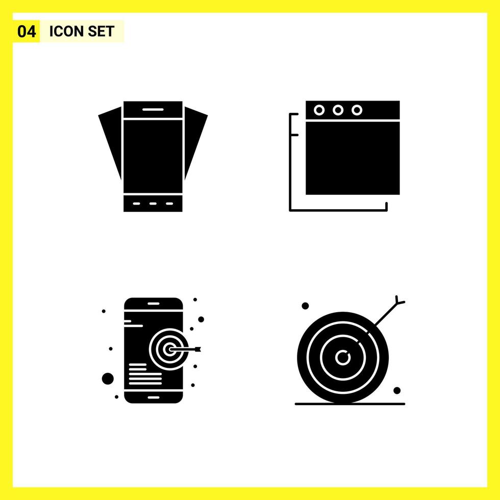 4 Icon Set Simple Solid Symbols Glyph Sign on White Background for Website Design Mobile Applications and Print Media vector