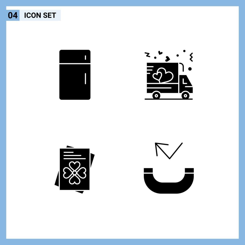 Set of 4 Modern UI Icons Symbols Signs for appliances passport home love ireland Editable Vector Design Elements