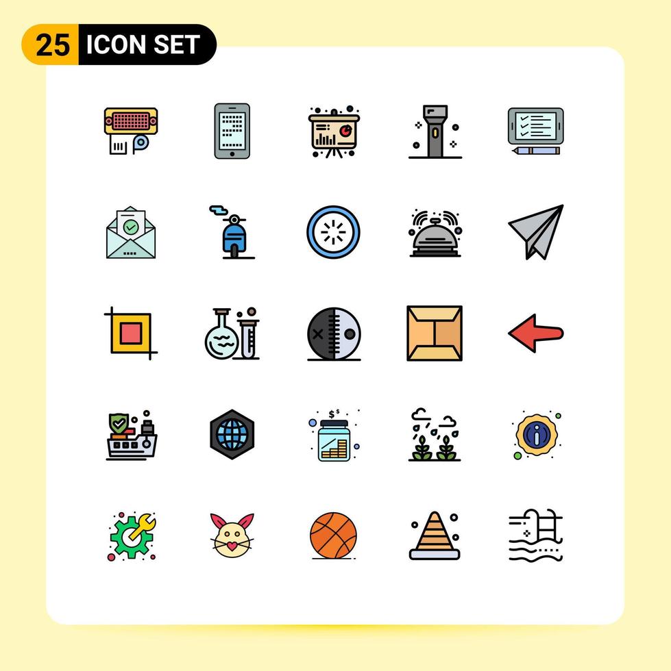 conjunto de 25 iconos de interfaz de usuario modernos signos de símbolos para productos de teléfono dispositivos de linterna gráficos elementos de diseño de vectores editables