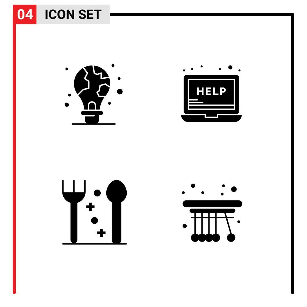 Set of Vector Solid Glyphs on Grid for protection cutlery light bulb laptop thanksgiving Editable Vector Design Elements