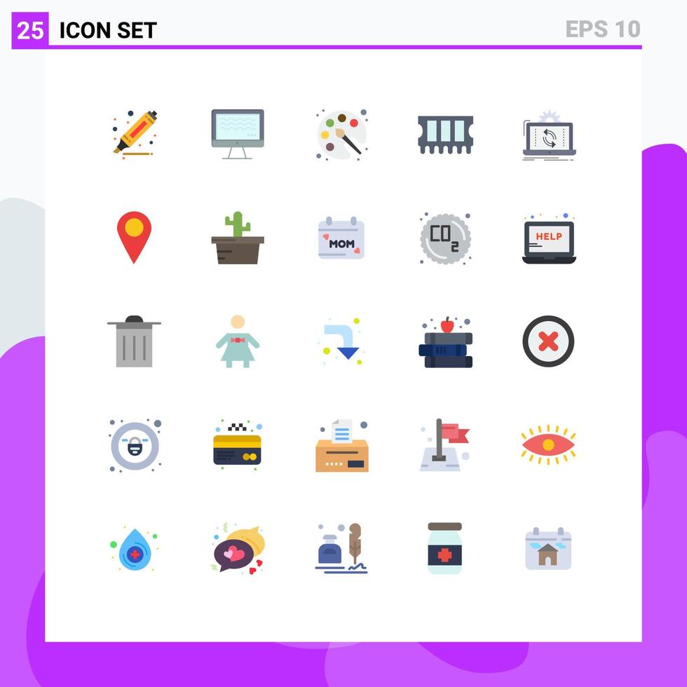 25 Creative Icons Modern Signs and Symbols of reporting processing color data memory Editable Vector Design Elements