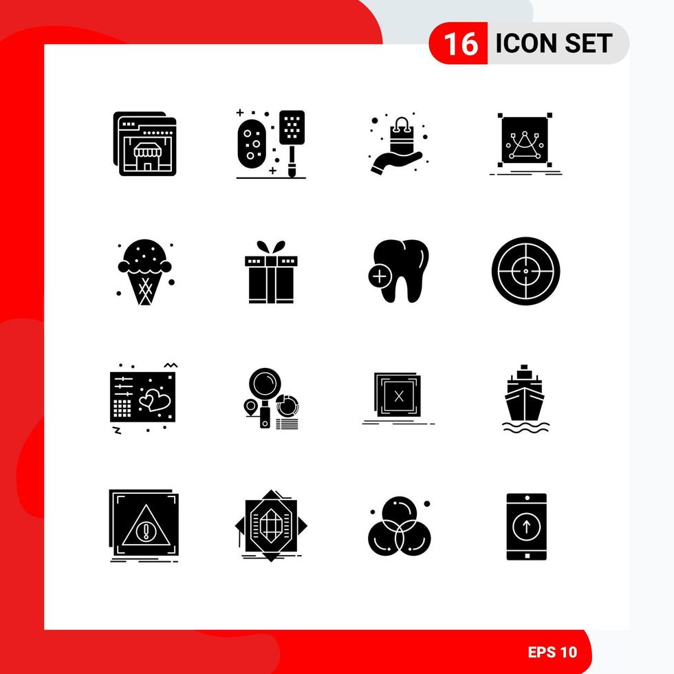 16 Universal Solid Glyph Signs Symbols of food resize present object edit Editable Vector Design Elements