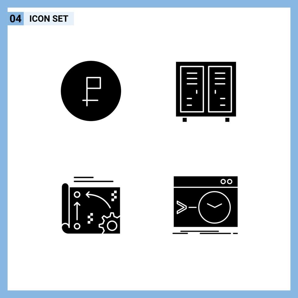 Set of 4 Modern UI Icons Symbols Signs for business game finance athlete automation Editable Vector Design Elements