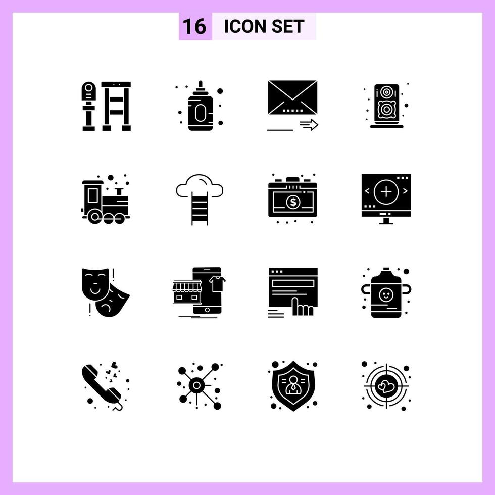 Stock Vector Icon Pack of 16 Line Signs and Symbols for play time toy forward baby loudspeaker Editable Vector Design Elements