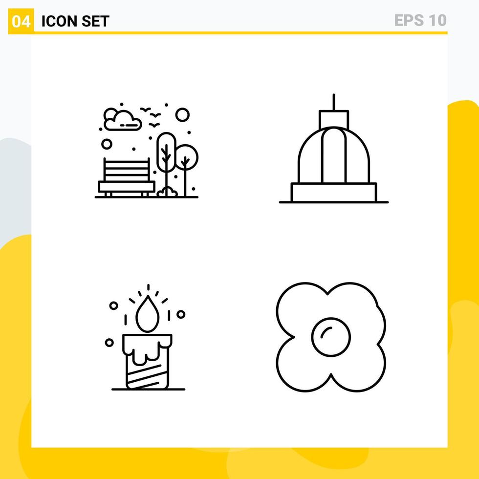 Collection of 4 Universal Line Icons Icon Set for Web and Mobile vector