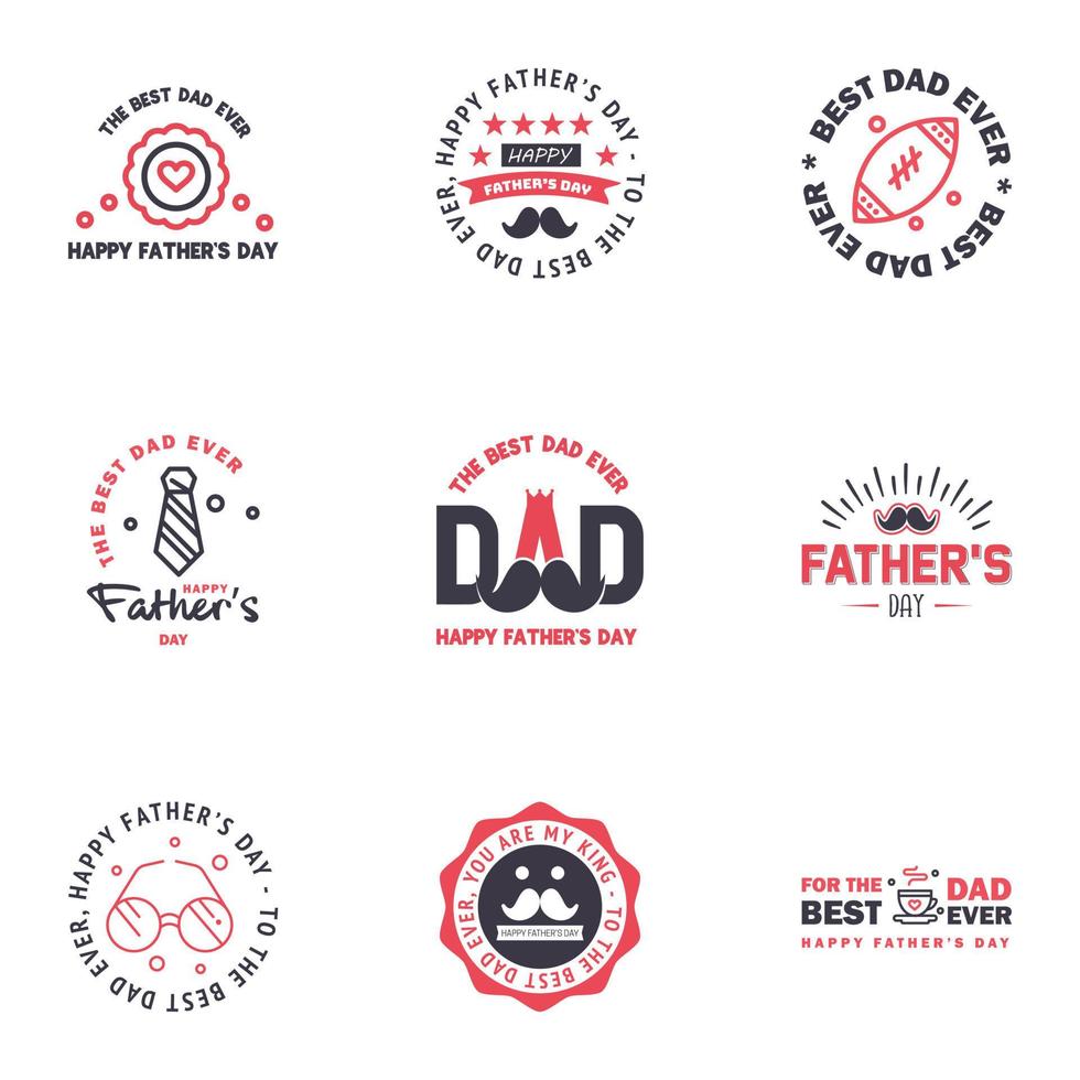 feliz día del padre 9 conjunto de tipografía negra y rosa tipografía vectorial letras antiguas para tarjetas de felicitación pancartas diseño de camiseta eres el mejor padre elementos de diseño vectorial editables vector