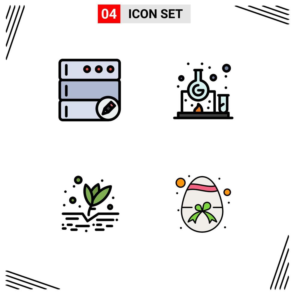 Stock Vector Icon Pack of 4 Line Signs and Symbols for database farming chemistry study easter Editable Vector Design Elements