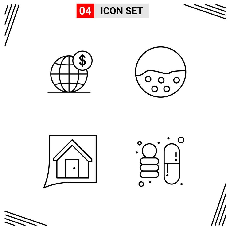 4 Icons Line Style Grid Based Creative Outline Symbols for Website Design Simple Line Icon Signs Isolated on White Background 4 Icon Set vector