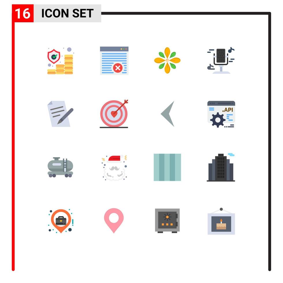 conjunto de 16 iconos modernos de la interfaz de usuario signos de símbolos para el micrófono de sonido celebran el paquete editable hindú de audio de elementos creativos de diseño de vectores