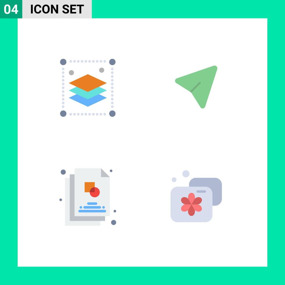 Universal Icon Symbols Group of 4 Modern Flat Icons of copy layers creative misc mouse design Editable Vector Design Elements