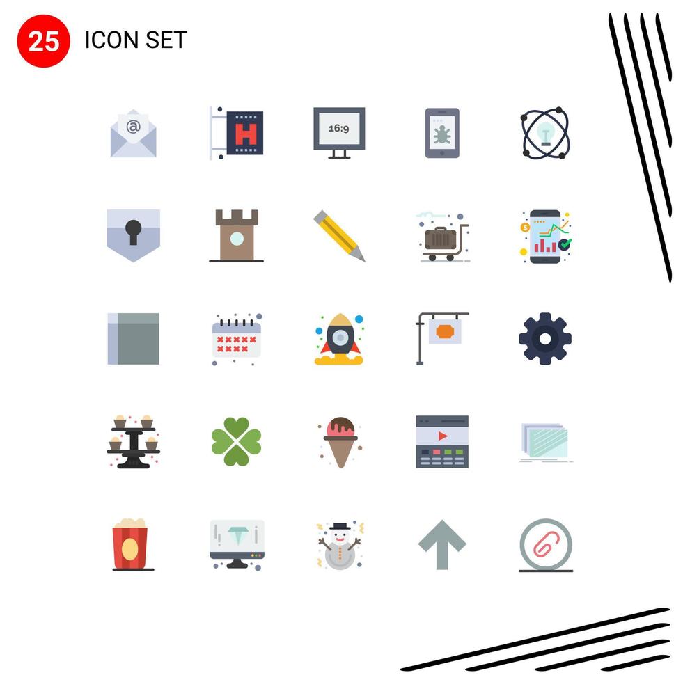 25 Thematic Vector Flat Colors and Editable Symbols of protect drawing hd light idea Editable Vector Design Elements