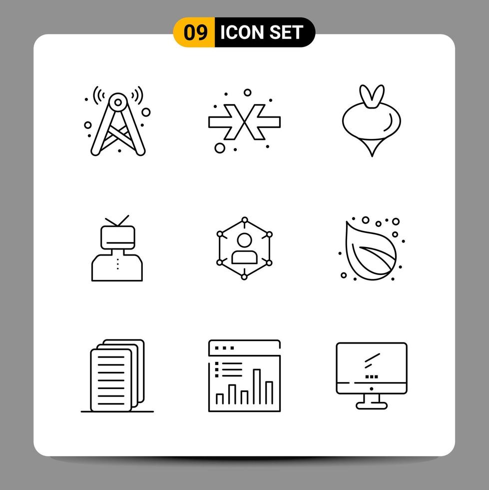 9 Black Icon Pack Outline Symbols Signs for Responsive designs on white background 9 Icons Set vector