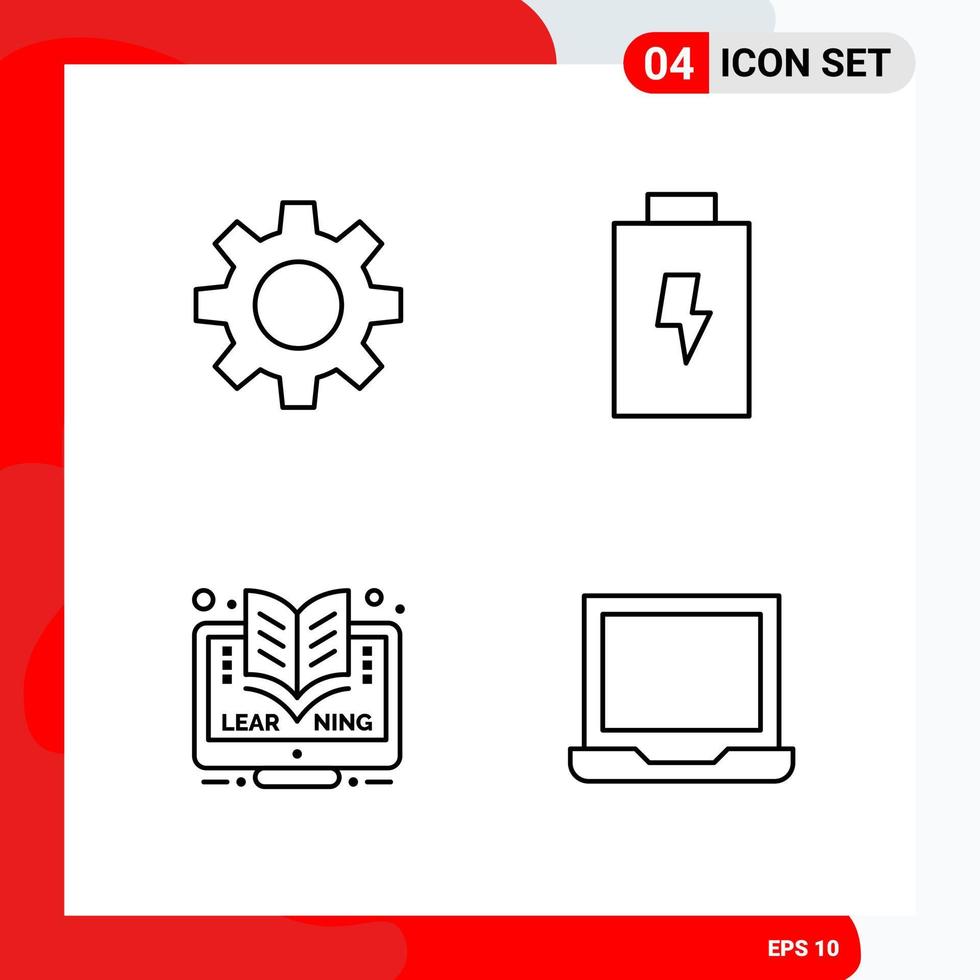 Creative Set of 4 Universal Outline Icons isolated on White Background vector