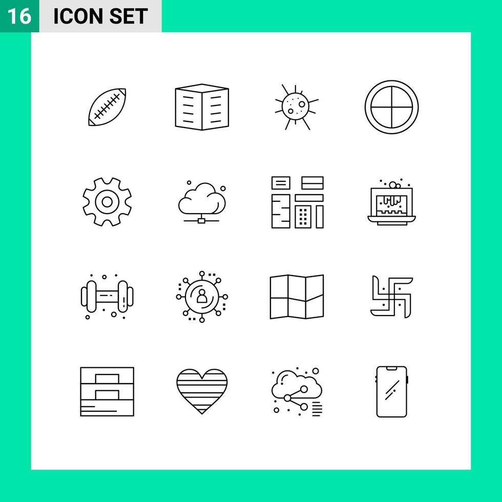 Set of 16 Modern UI Icons Symbols Signs for household decoration building virus bacteria Editable Vector Design Elements