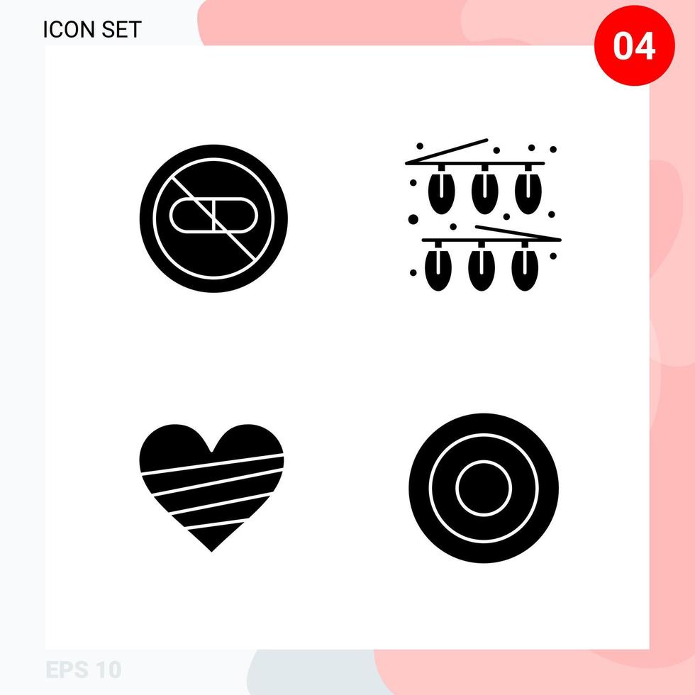 Vector Pack of 4 Icons in Solid Style Creative Glyph Pack isolated on White Background for Web and Mobile