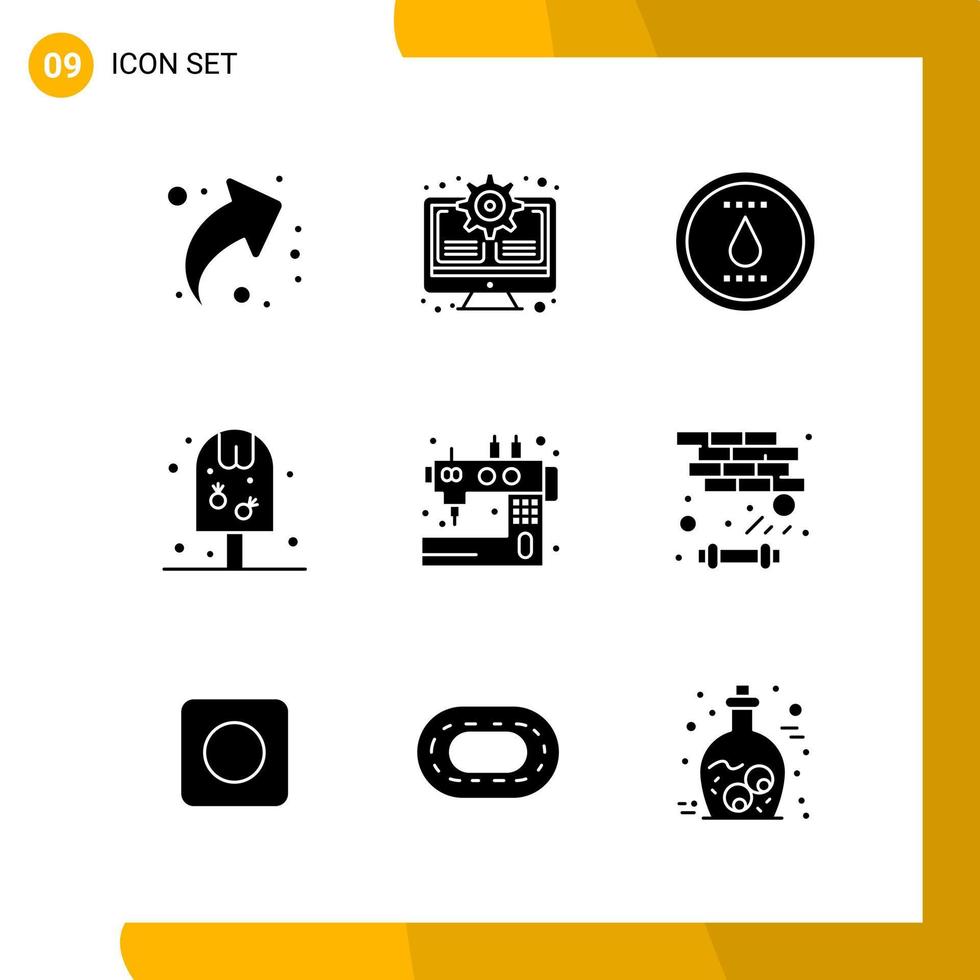 9 Icon Set Solid Style Icon Pack Glyph Symbols isolated on White Backgound for Responsive Website Designing vector
