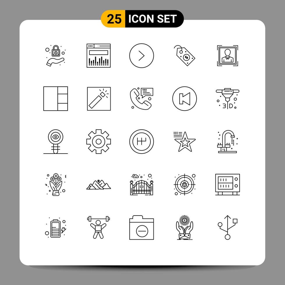 25 Creative Icons Modern Signs and Symbols of grid id right user id tag Editable Vector Design Elements