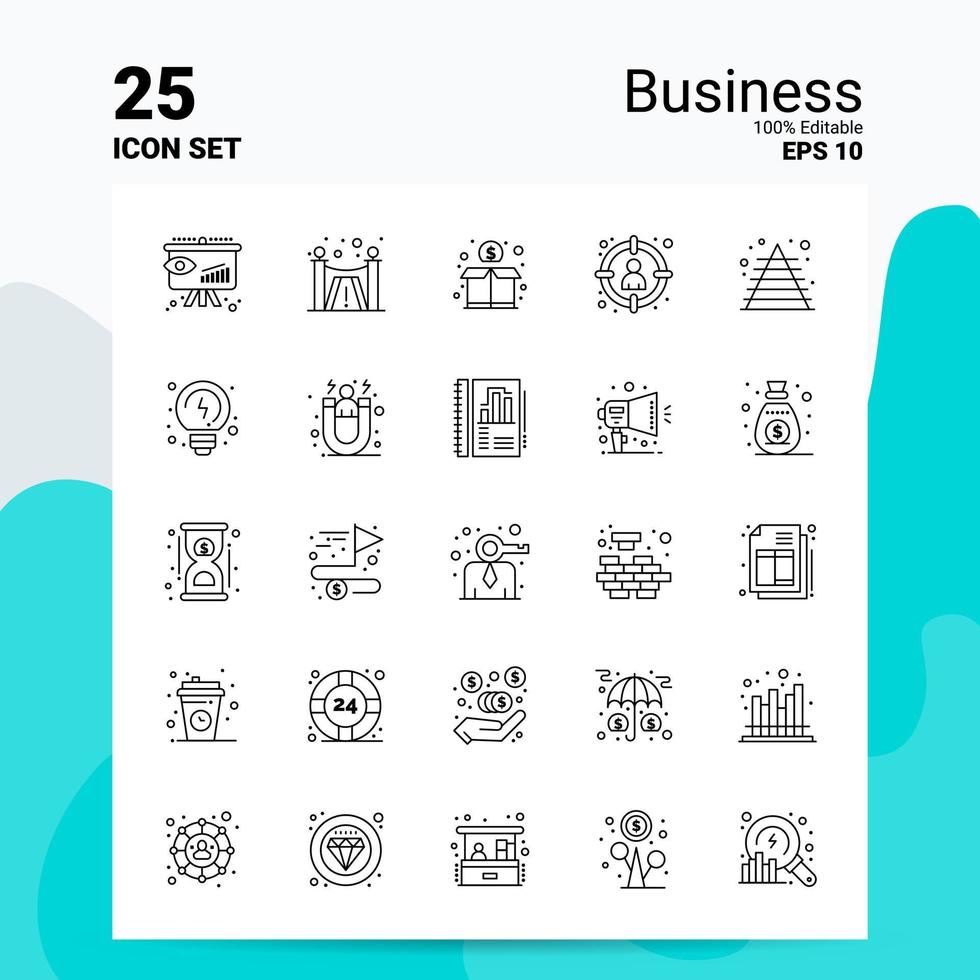 25 Business Icon Set 100 Editable EPS 10 Files Business Logo Concept Ideas Line icon design vector