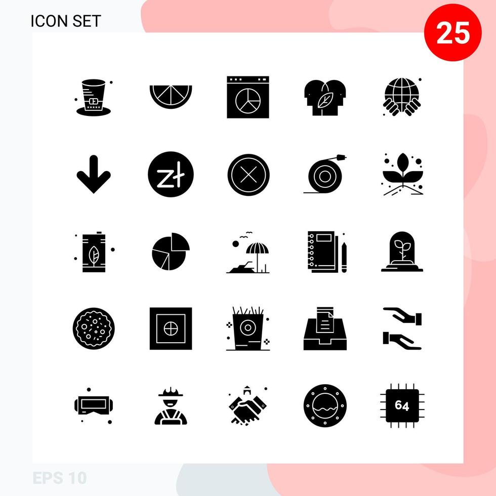 paquete de vectores de 25 iconos en un paquete de glifos creativos de estilo sólido aislado en fondo blanco para web y móvil