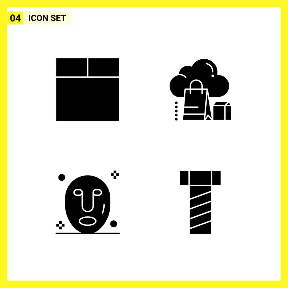 4 Icon Set Simple Solid Symbols Glyph Sign on White Background for Website Design Mobile Applications and Print Media vector