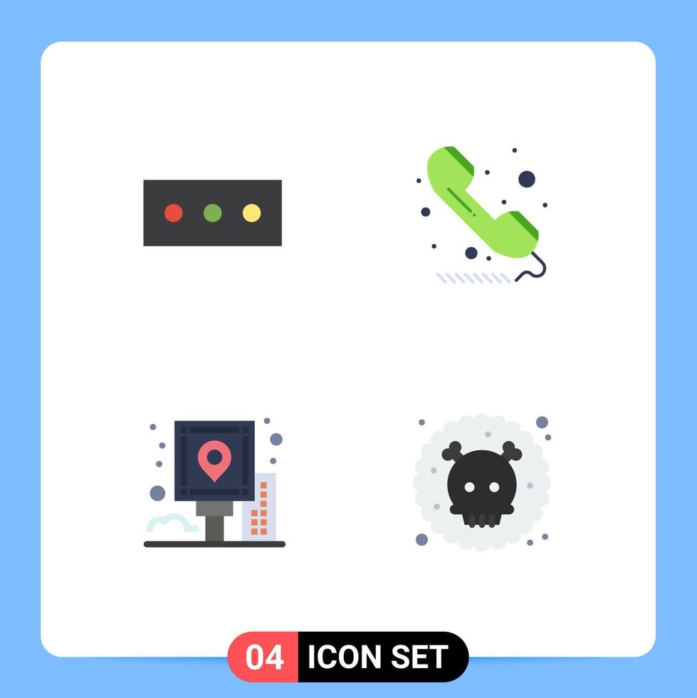 Group of 4 Modern Flat Icons Set for password navigation phone telephone route Editable Vector Design Elements