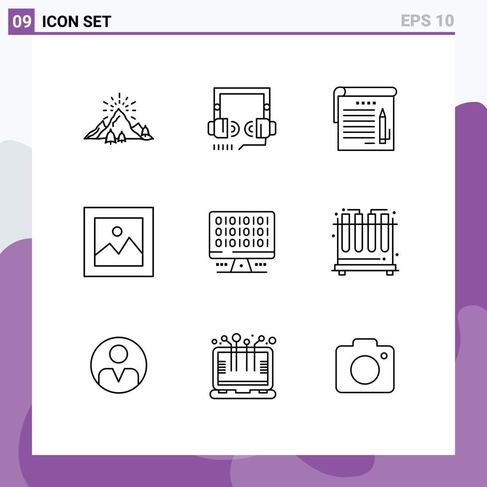 9 Universal Outline Signs Symbols of web payments web money education Editable Vector Design Elements