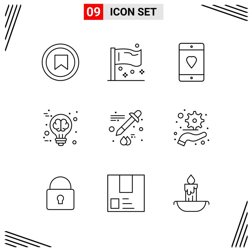 9 Icons Line Style Grid Based Creative Outline Symbols for Website Design Simple Line Icon Signs Isolated on White Background 9 Icon Set vector