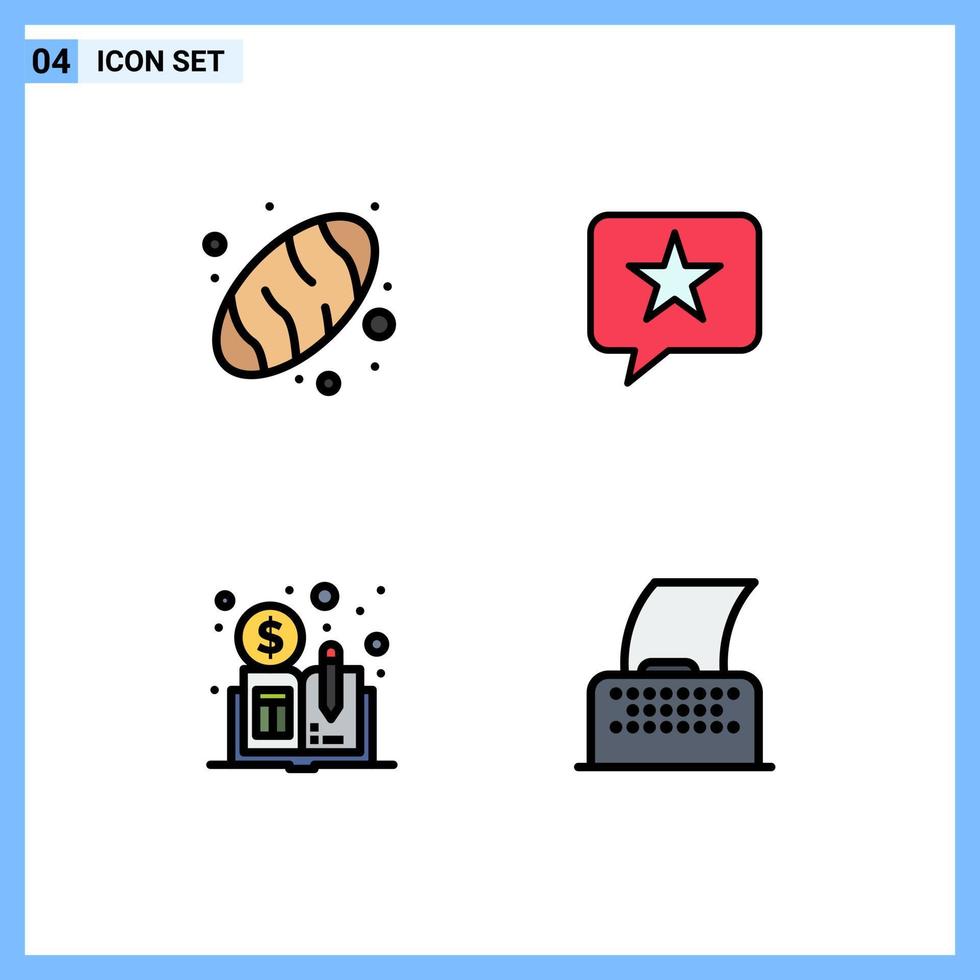 4 Universal Filledline Flat Colors Set for Web and Mobile Applications baking distributed ledger book chat star paper Editable Vector Design Elements