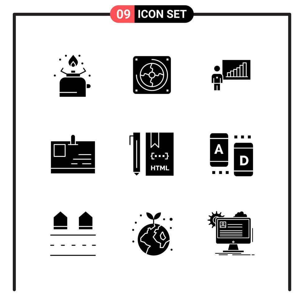 Set of 9 Solid Style Icons for web and mobile Glyph Symbols for print Solid Icon Signs Isolated on White Background 9 Icon Set vector