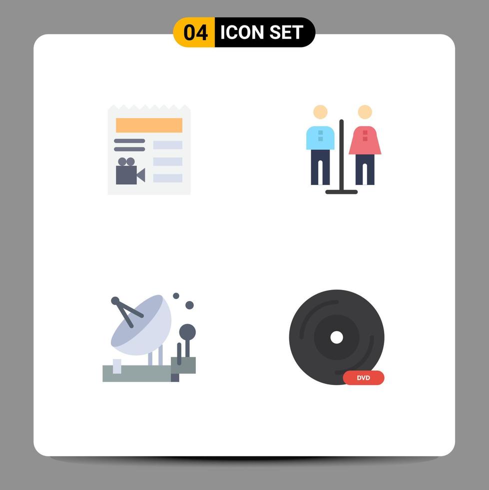 4 Creative Icons Modern Signs and Symbols of document communication camera hotel satellite Editable Vector Design Elements